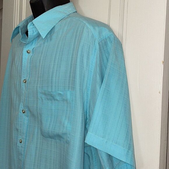 Roundtree & Yorke aqua blue modal/polyester short sleeve shirt - Picture 6 of 10